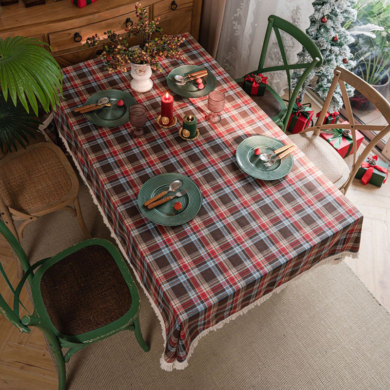 Wholesale Holiday Christmas Plaid Tablecloth Plaid Fashion Tablecloth